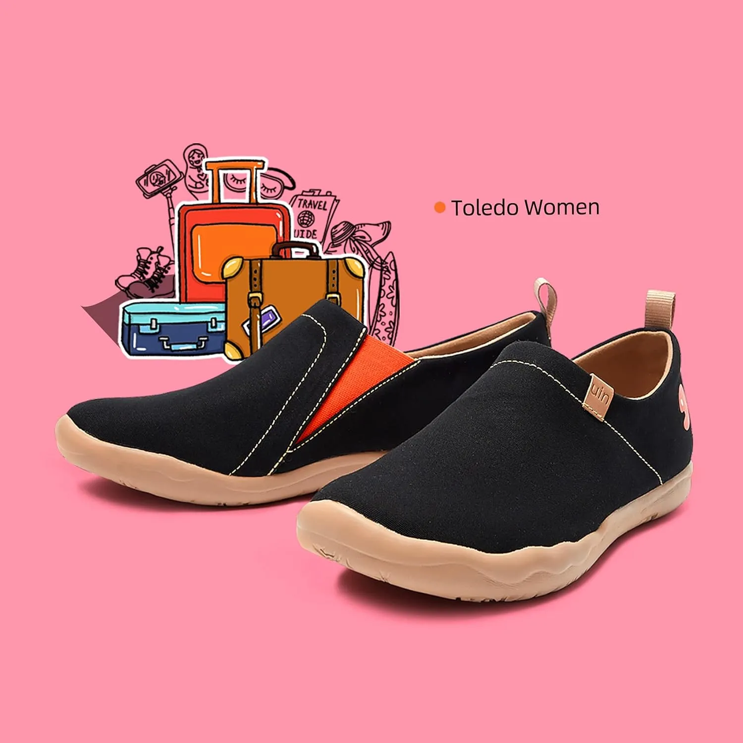 UIN Women's Slip Ons Lightweight Flats Sneakers Walking Casual Loafers Solid Color Travel Shoes