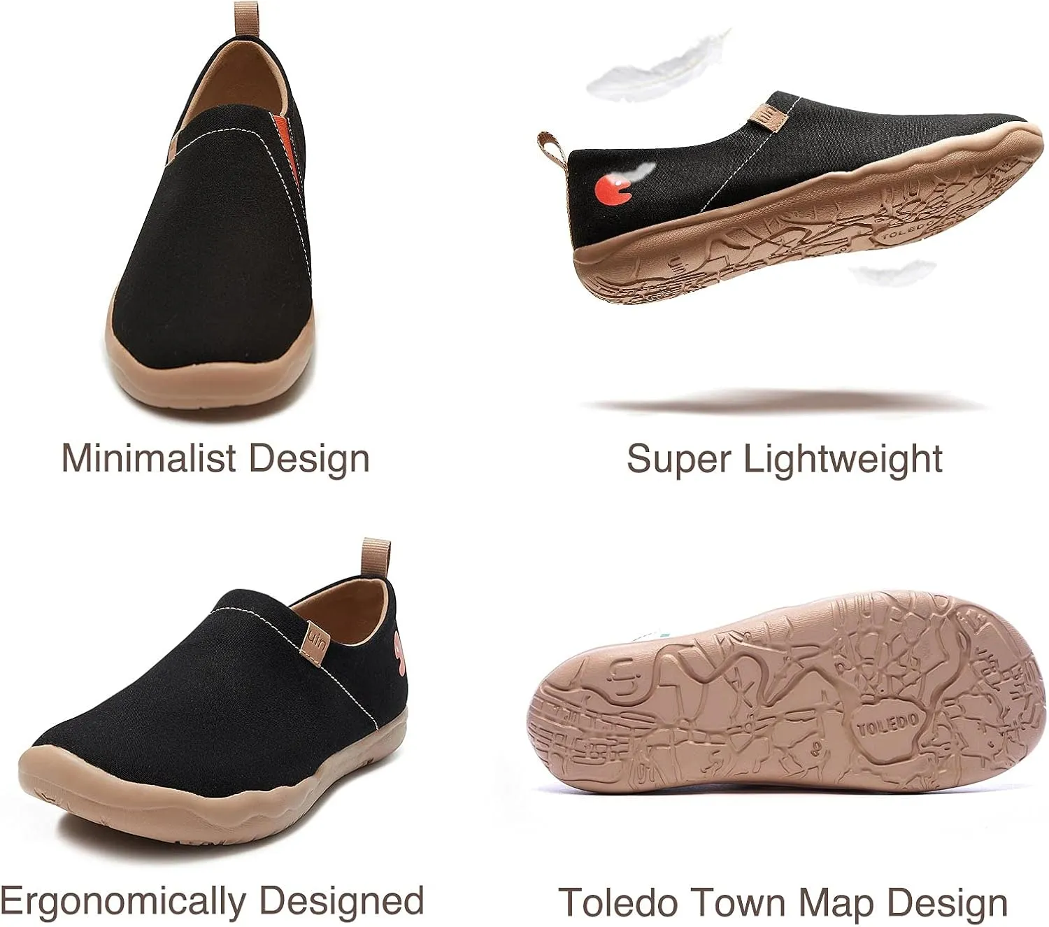 UIN Women's Slip Ons Lightweight Flats Sneakers Walking Casual Loafers Solid Color Travel Shoes