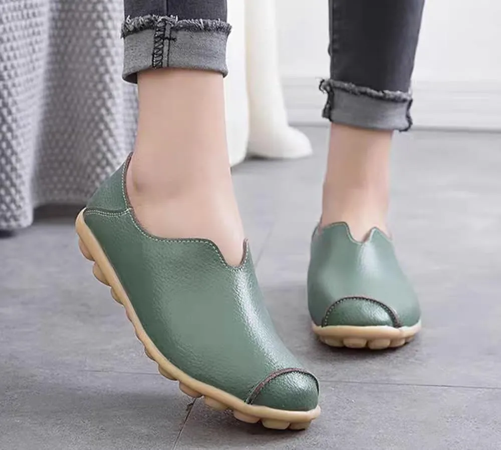 Ulalaza Women's Loafers Flats Shoes Slip On Lightweight Casual Round Toe Business Work Shoes Anti-Slip Low Heels Chunky Platform Comfort Walking Shoes