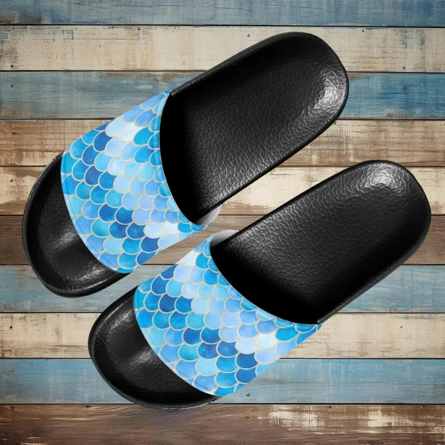 Unisex Slide Sandals with Soft Footbed Comfort Slides for Women and Men, Slide Sandals Leather Size 6-13.5