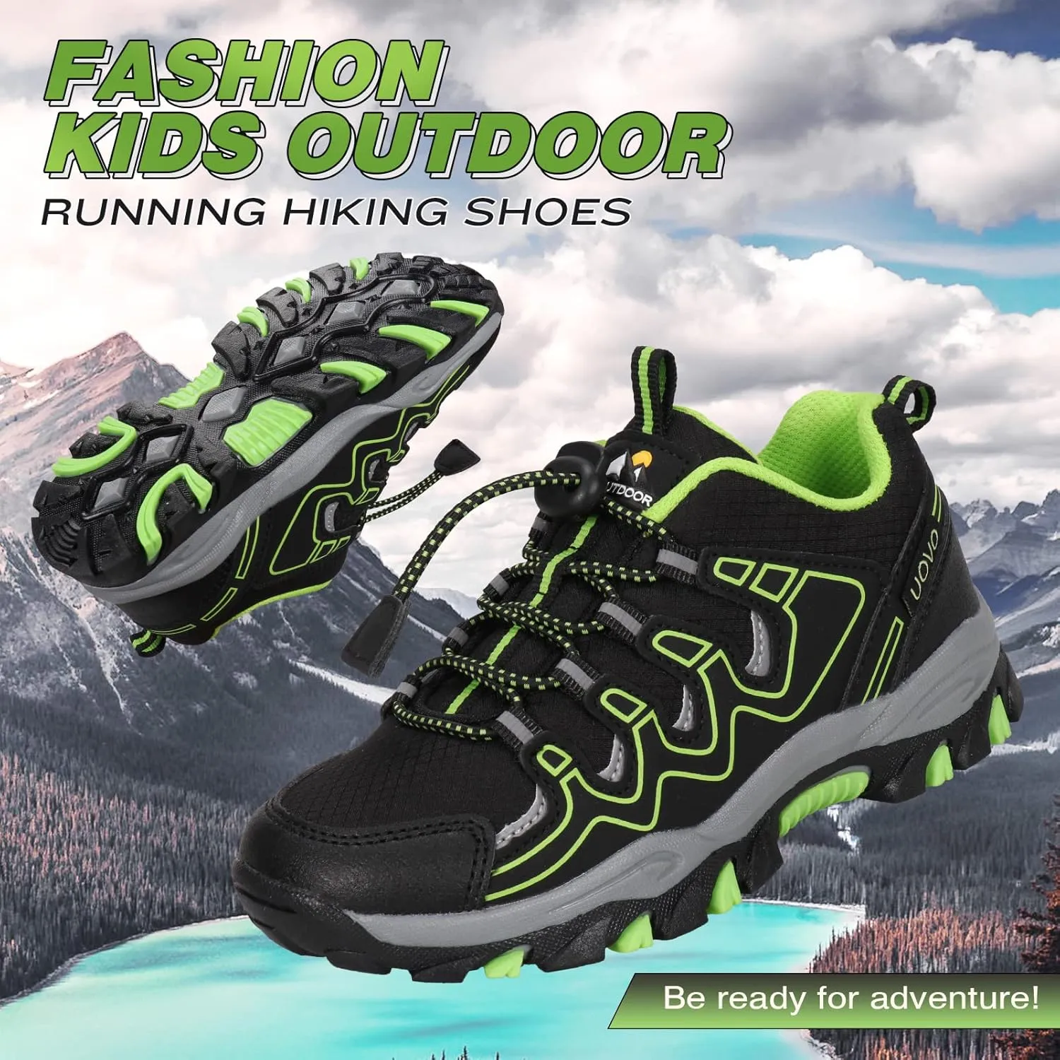 UOVO Boys Shoes Boys Sneakers Boys Tennis Running Shoes Waterproof Hiking Shoes Kids Athletic Outdoor Sneakers Slip Resistant(Little/Big Boys)