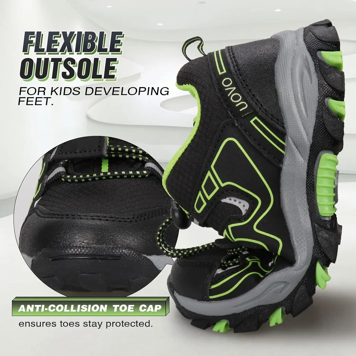 UOVO Boys Shoes Boys Sneakers Boys Tennis Running Shoes Waterproof Hiking Shoes Kids Athletic Outdoor Sneakers Slip Resistant(Little/Big Boys)