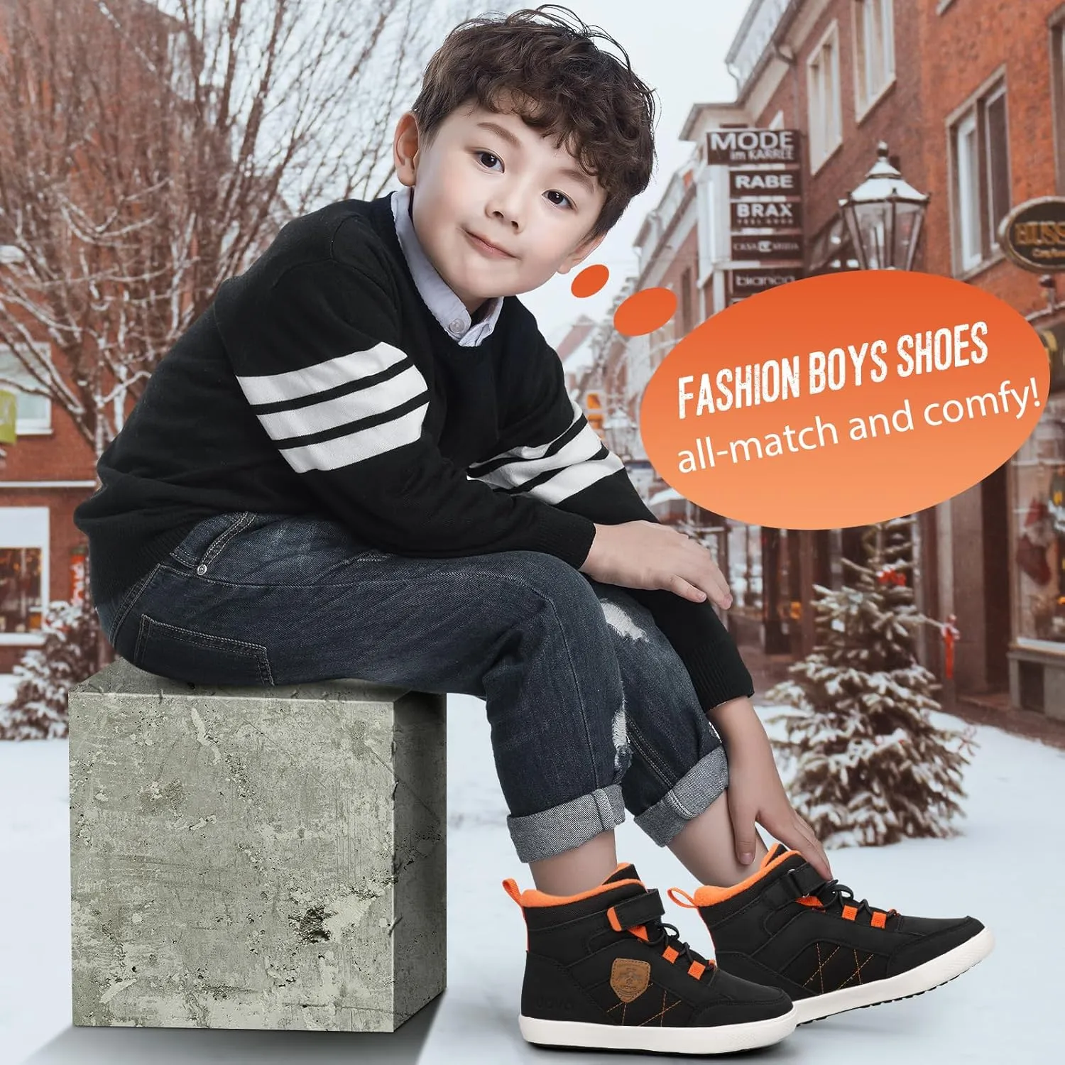 UOVO Boys Winter Boots - Hiking, Snow & Waterproof Shoes. Kids Outdoor Hi Top, Slip Resistant (Little/Big Boys)
