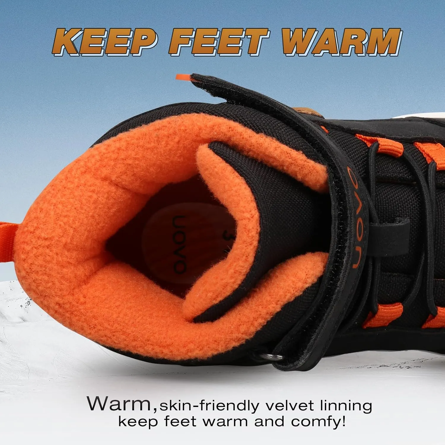 UOVO Boys Winter Boots - Hiking, Snow & Waterproof Shoes. Kids Outdoor Hi Top, Slip Resistant (Little/Big Boys)