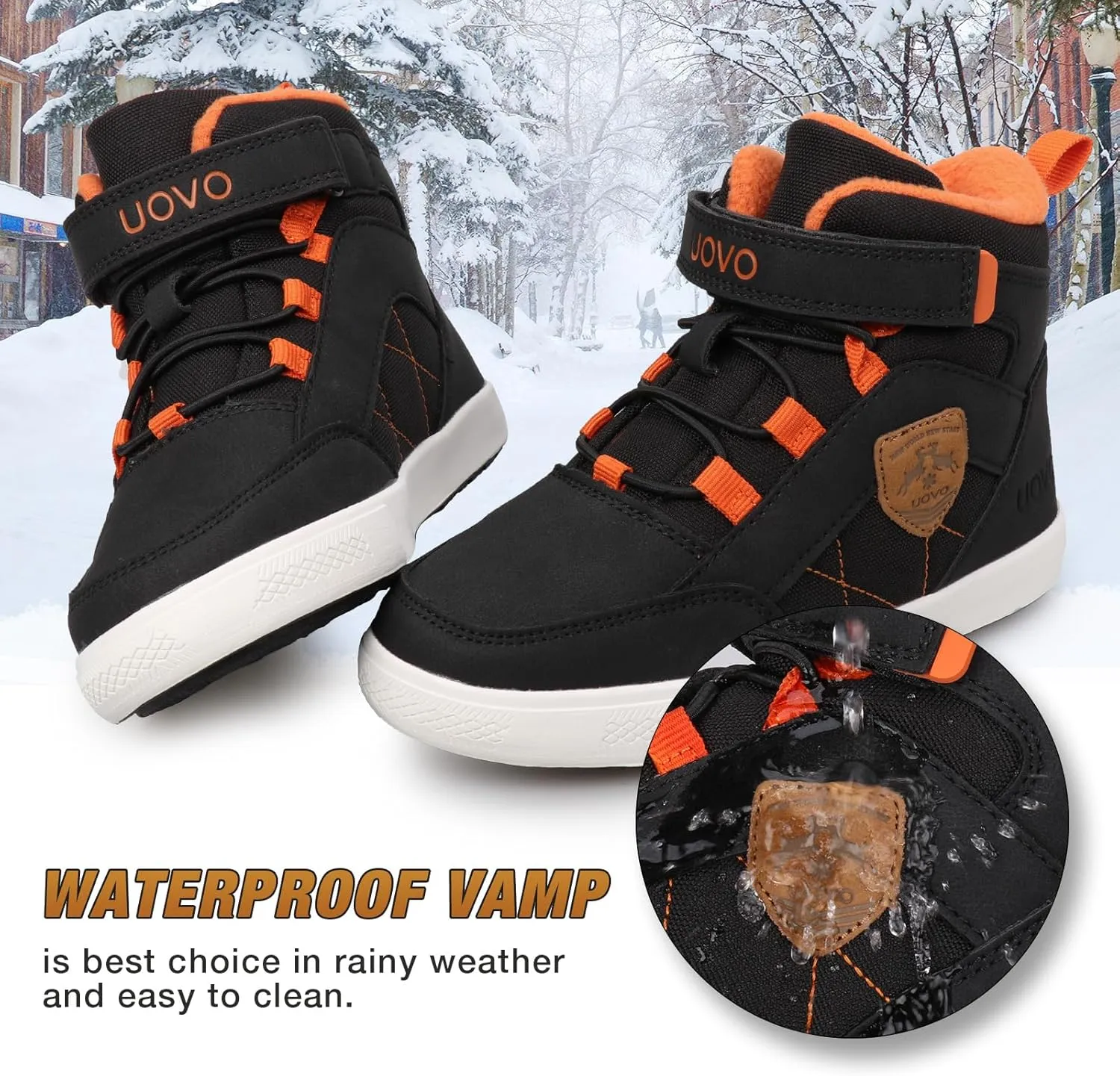 UOVO Boys Winter Boots - Hiking, Snow & Waterproof Shoes. Kids Outdoor Hi Top, Slip Resistant (Little/Big Boys)