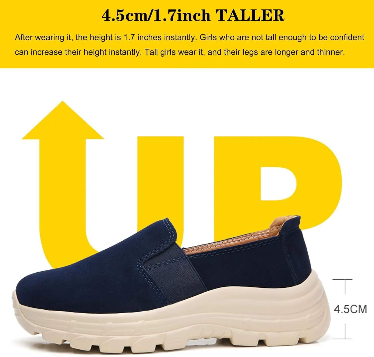 URLECHS Women's Leather Round Toe Platform Loafers Casual Fashion Slip On Low Top Sneakers Lightweight Comfortable Walking Shoes