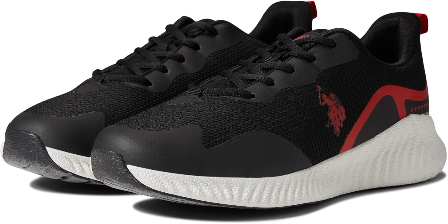 U.S. POLO ASSN. Fit - Sneakers for Men - Padded Collars - Round Toe Silhouette - Textile Uppers - Toe Guard Black/Red 11 M