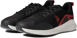 U.S. POLO ASSN. Fit - Sneakers for Men - Padded Collars - Round Toe Silhouette - Textile Uppers - Toe Guard Black/Red 11 M