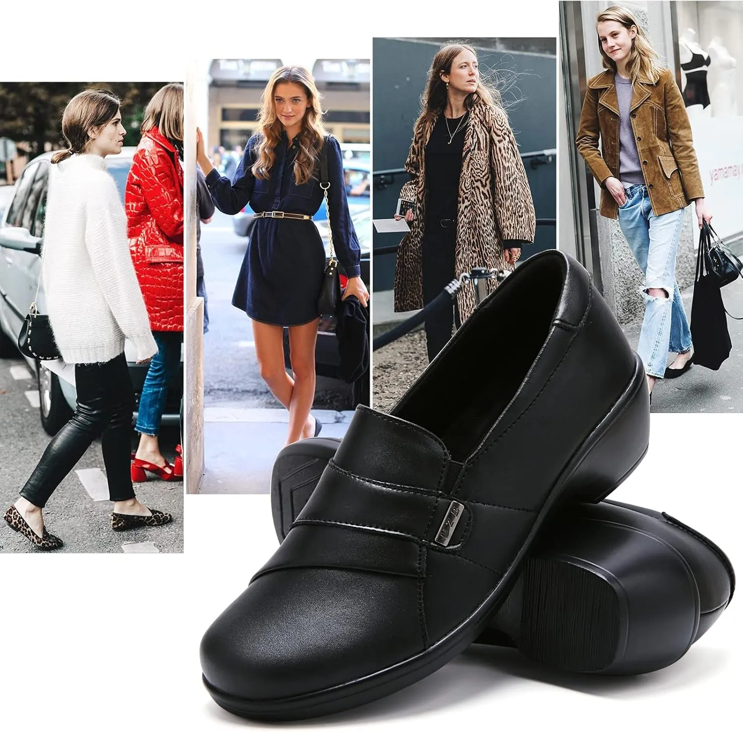 UZB Loafers for Women Dress Shoes Low Heel Slip On Shoes Casual Work Office Dressy Shoes