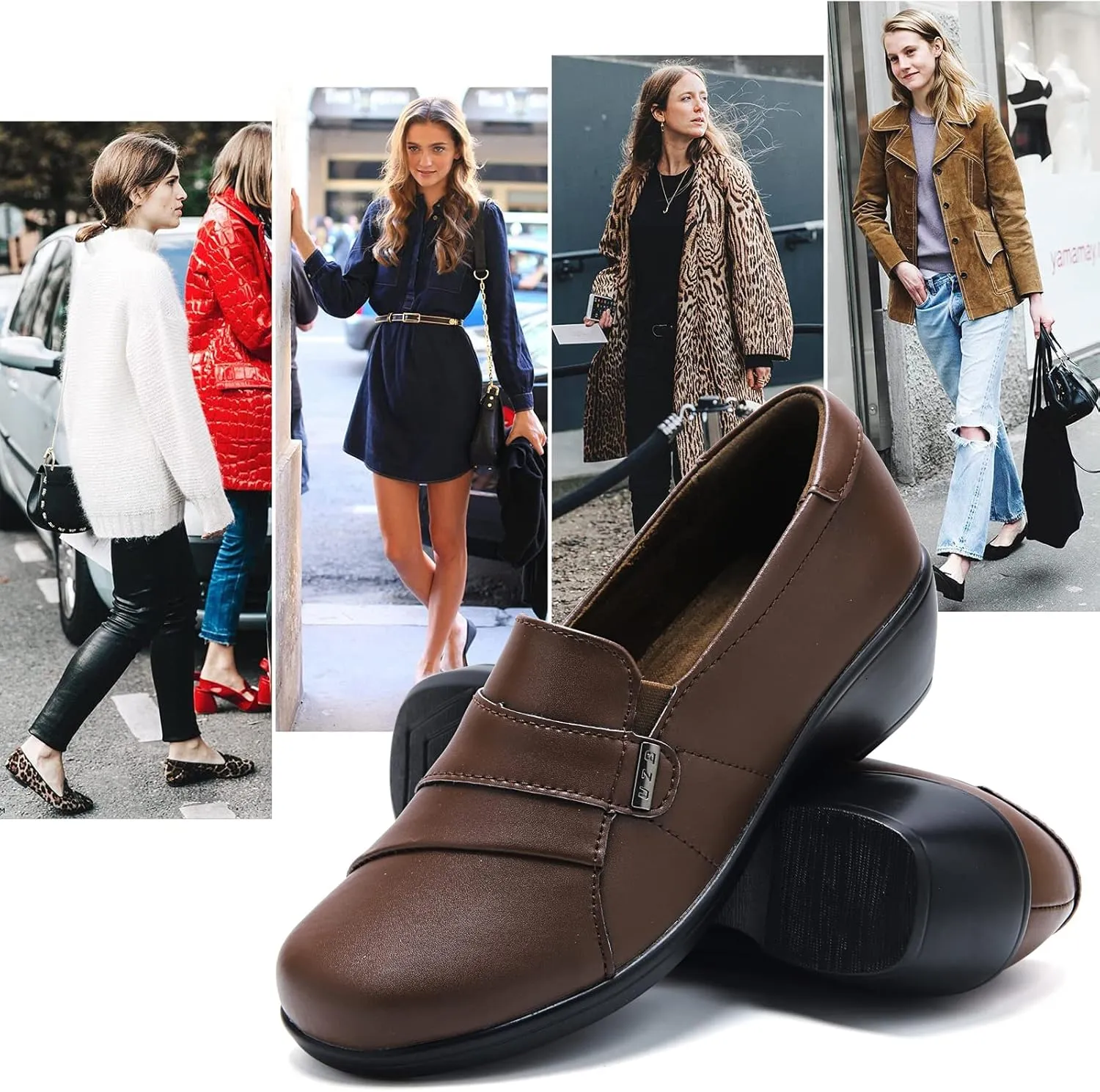UZB Loafers for Women Dress Shoes Low Heel Slip On Shoes Casual Work Office Dressy Shoes
