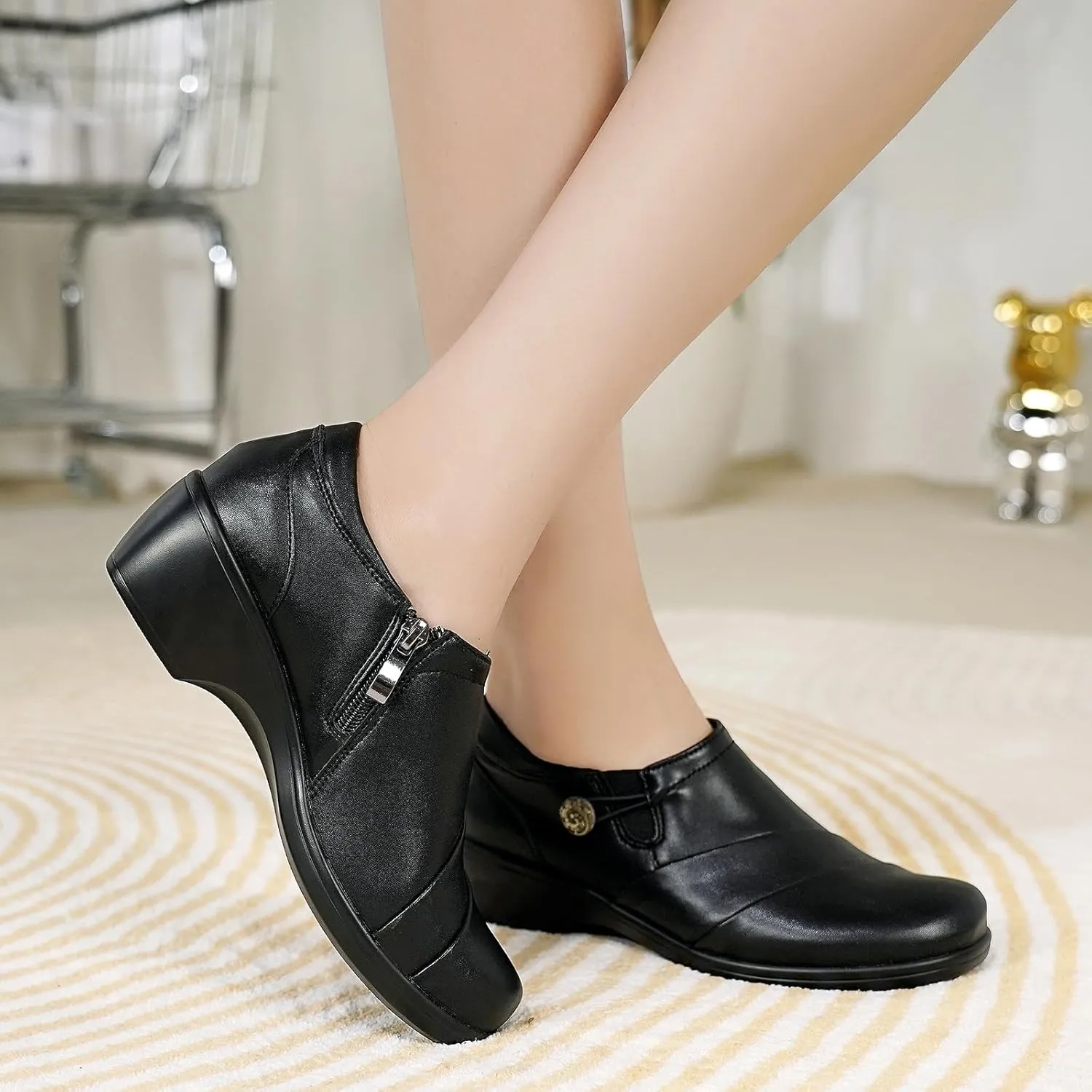 UZB Loafers for Womens Comfort Dressy Low Heel Office Work Shoes