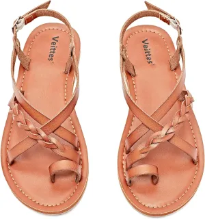 Veittes Women's Flat Sandals - Casual Cute Criss Cross Strappy Flat Summer Shoes.