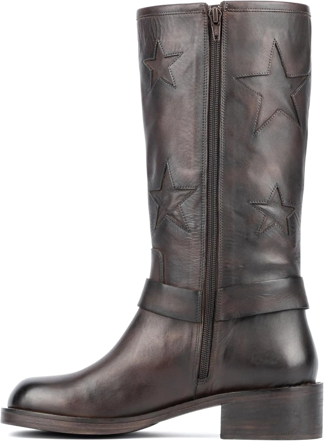 VINTAGE FOUNDRY CO. EST. 2014 Womens Mathilde Tall, Square Toe Boots, Cotton Lining, Block Heels Leather Outsole