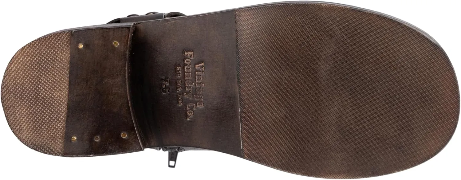 VINTAGE FOUNDRY CO. EST. 2014 Womens Mathilde Tall, Square Toe Boots, Cotton Lining, Block Heels Leather Outsole