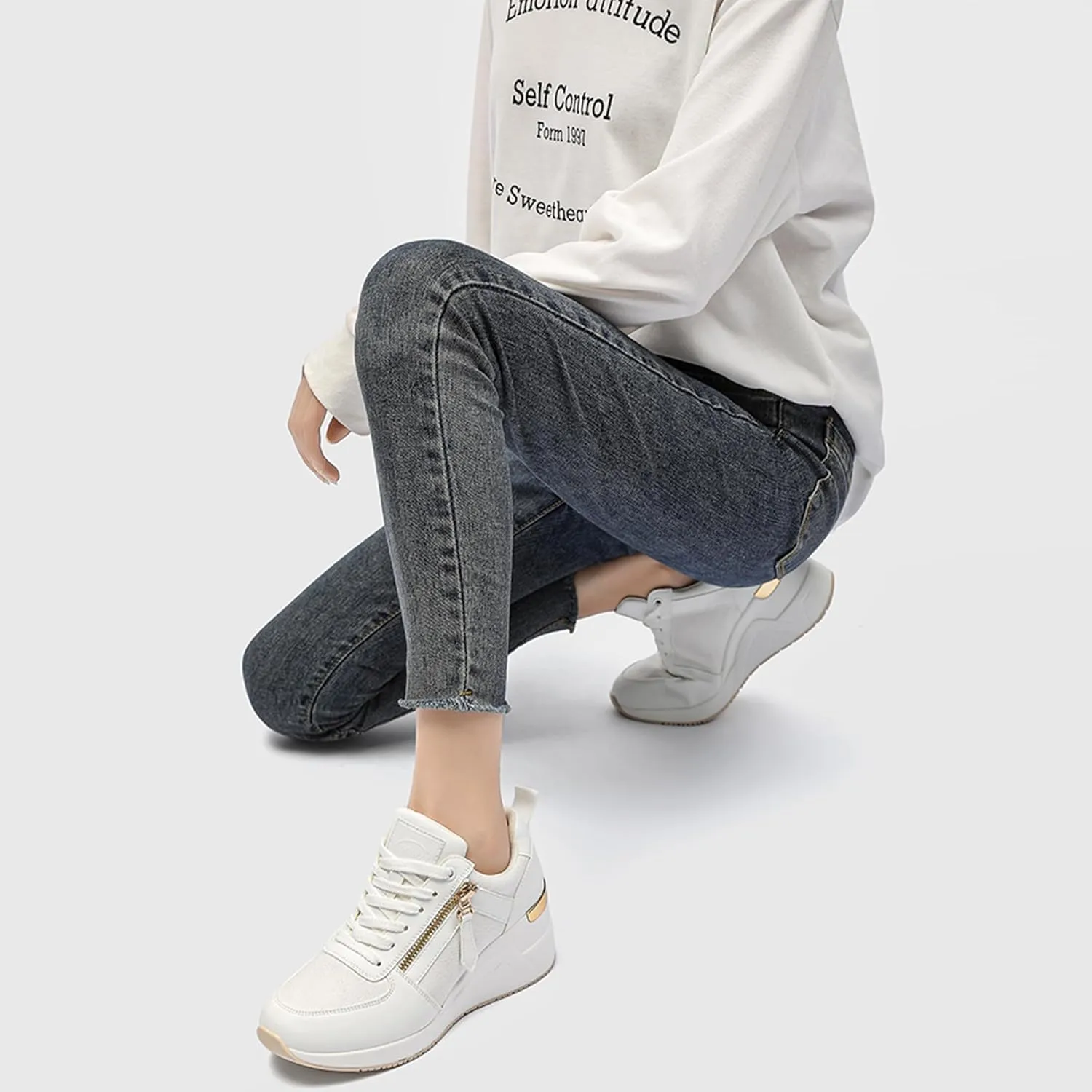 Viscozzy High Heel Wedge Sneakers for Women