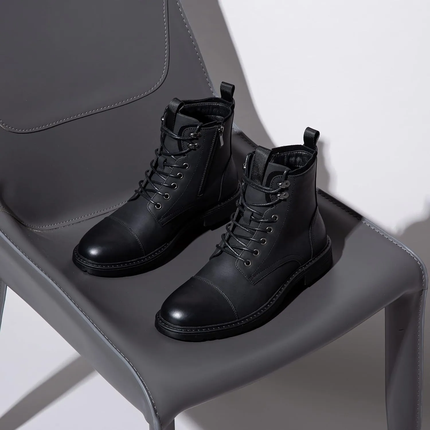 Vostey Mens Boots Motorcycle Casual Boots for Men Zipper Fashion Chukka Boots Mens