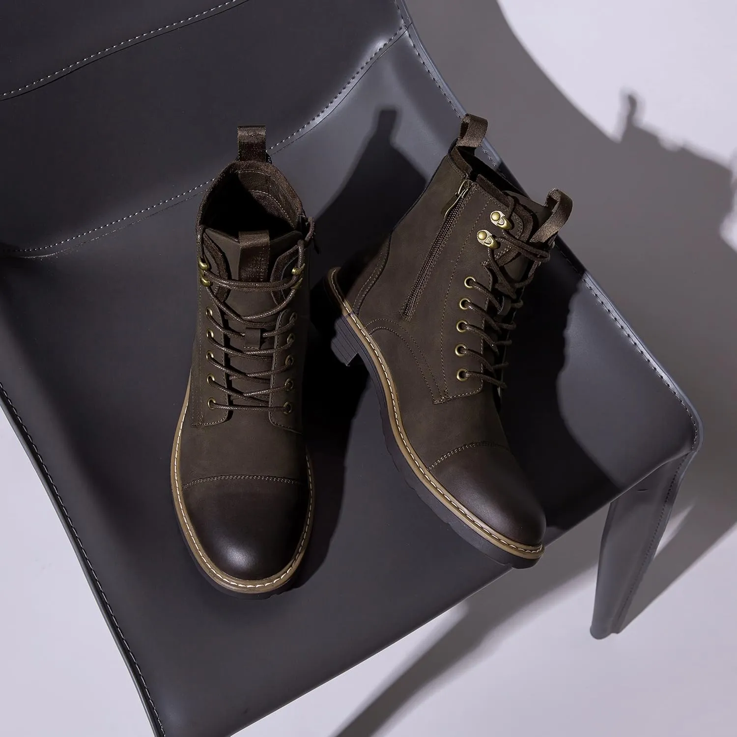 Vostey Mens Boots Motorcycle Casual Boots for Men Zipper Fashion Chukka Boots Mens