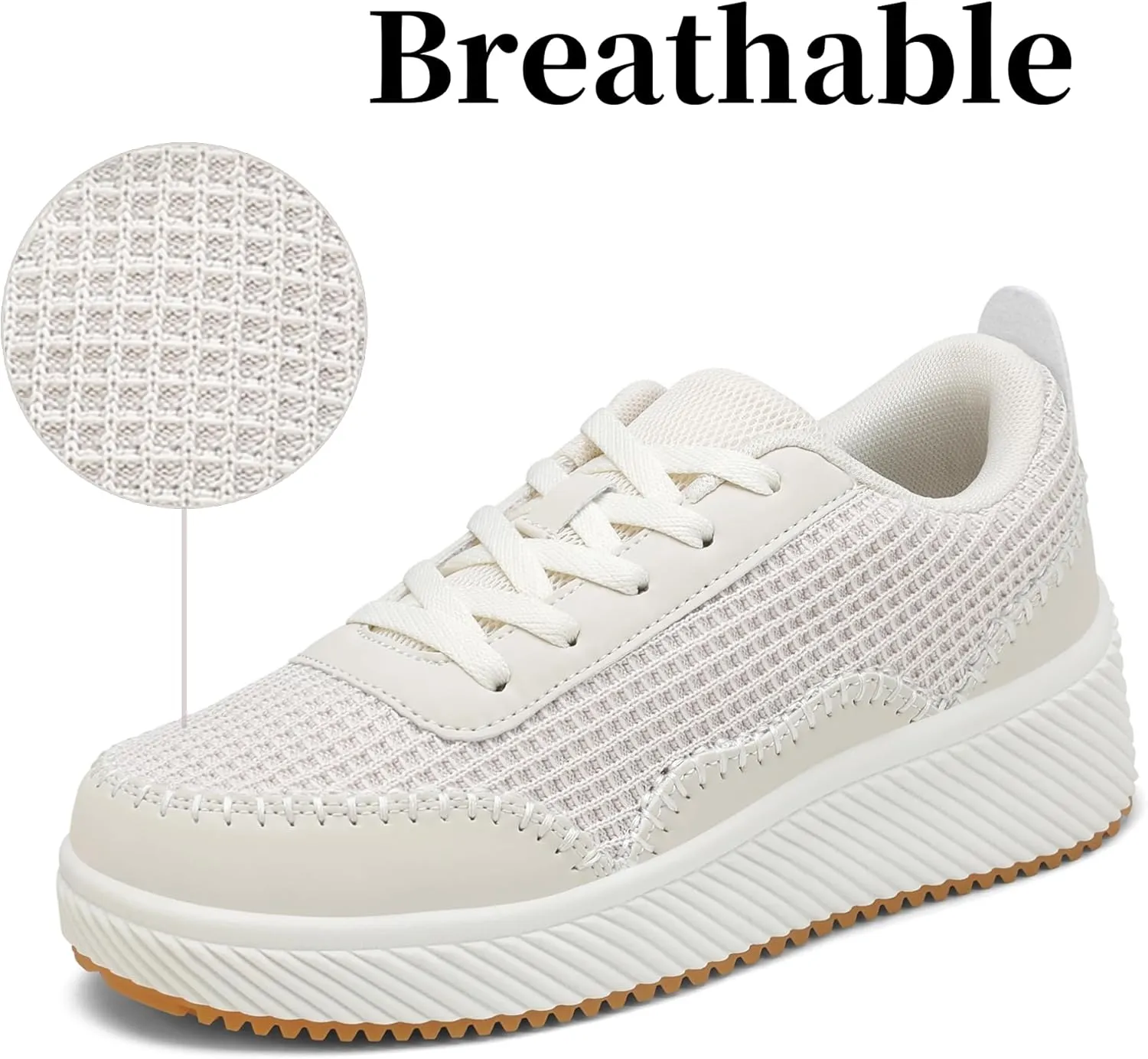 VZQ Platform Sneakers for Women,Comfortable Low Top Braided Womens Chunky Sneakers Casual Classic Tennis Shoes for Walking