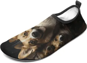 Water Shoes for Women Men Quick-Dry Aqua Socks Swim Pool Barefoot Shoes Corgi Pictures Beach Shoes