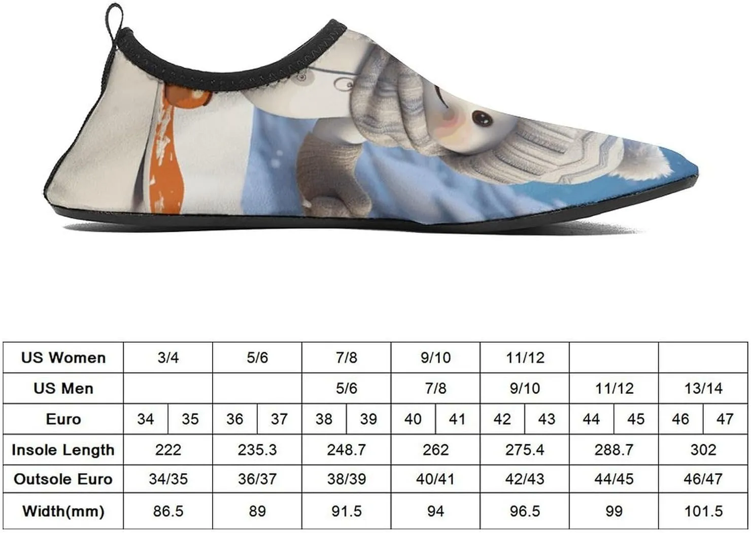 Water Shoes for Women Men Quick-Dry Aqua Socks Swim Pool Barefoot Shoes Cute Snowboard Snowman Beach Shoes