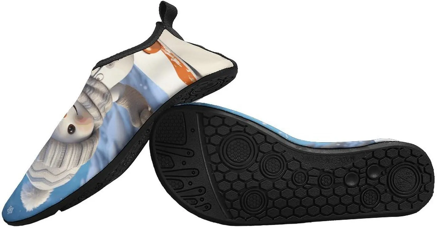 Water Shoes for Women Men Quick-Dry Aqua Socks Swim Pool Barefoot Shoes Cute Snowboard Snowman Beach Shoes