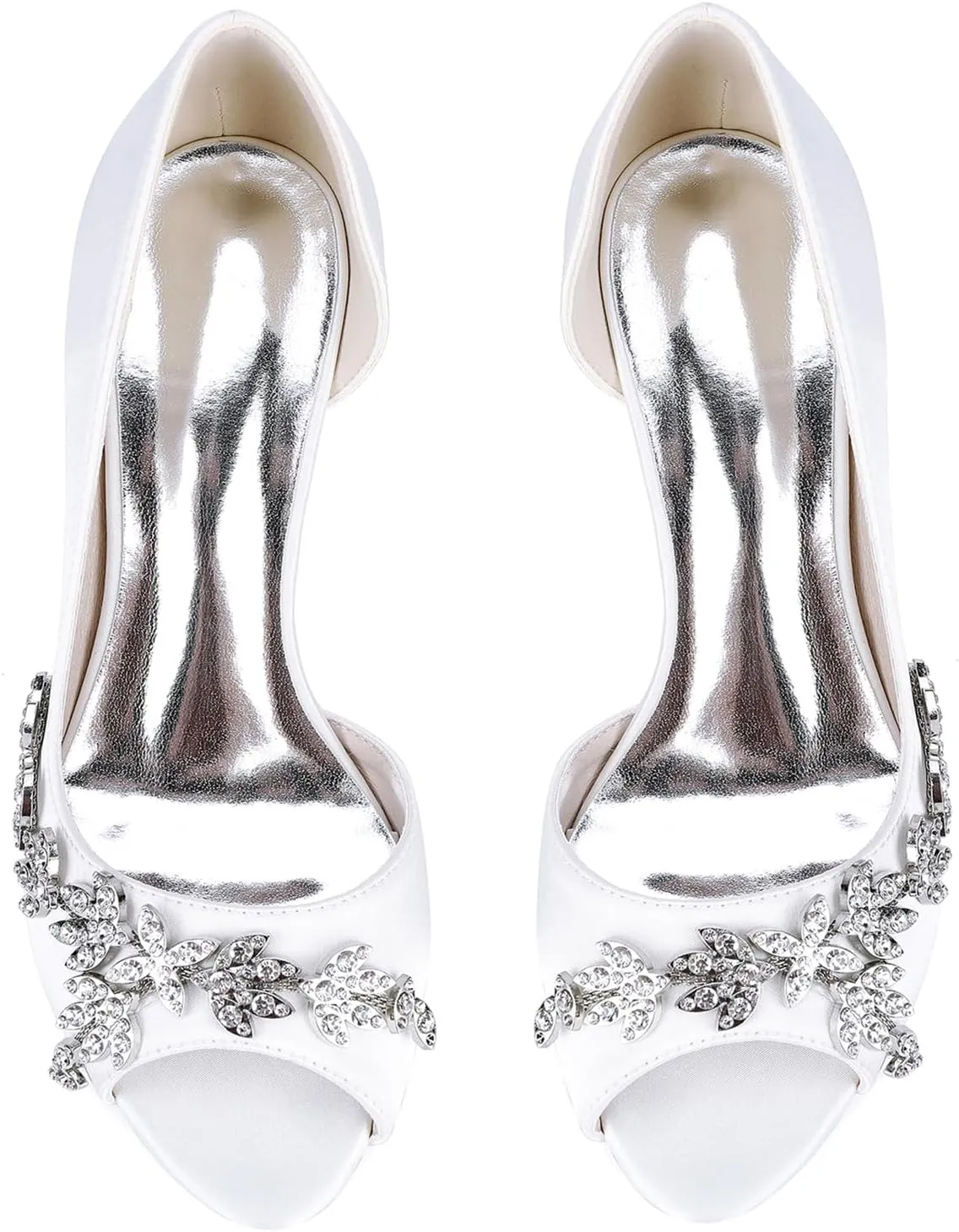 Wedding for Women Peep Toe Slip-On Sandals 6.5CM Shoes for Pumps Rhinestones Bridal Shoes Comfy Satin Evening Party Prom Dress Bridesmaids