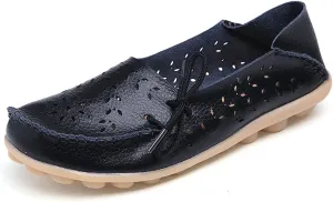 WERWAES Ladies Moccasin Flats Casual Loafers Breathable Walking Nurse Driving Fashion Soft Shoes Work Shoes