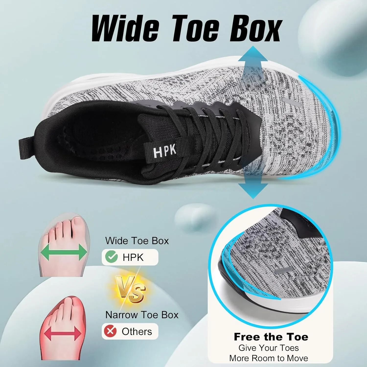 Wide Toe Box Shoes Women Air Cushion Running Shoes Extra Wide Width Sneakers Ultra Light Tennis Arch Support Walking Diabetic Plantar Fasciitis Athletic