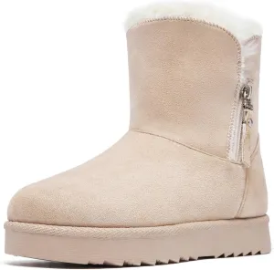 Winter Boots for Women Warm Ankle Boots Suede Faux Fur Lining Classic Zipper Anti-Slip Snow Booties Slippers Fashion Slip On Memory Foam Comfort Indoor & Outdoor Shoes