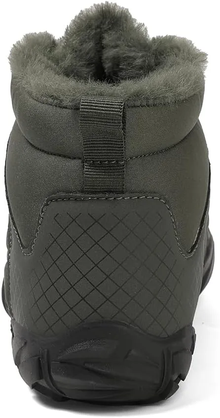 Winter Snow Boots for Women Men Hike Barefoot Shoes Minimalist Winter Snow Boots Zero Drop & Wide Toe Box & Waterproof Fur Lining Snow Booties Warm Hike Shoes