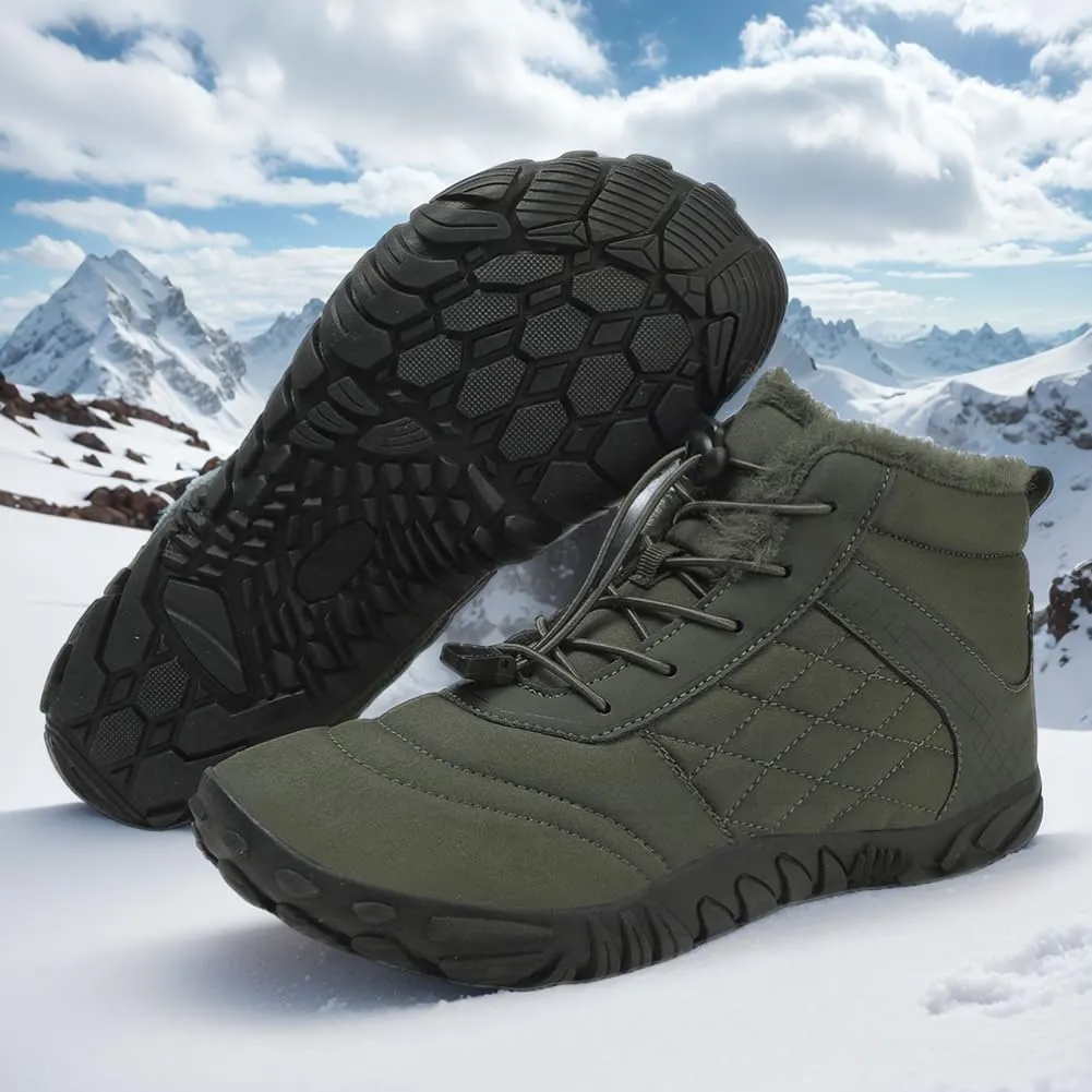 Winter Snow Boots for Women Men Hike Barefoot Shoes Minimalist Winter Snow Boots Zero Drop & Wide Toe Box & Waterproof Fur Lining Snow Booties Warm Hike Shoes