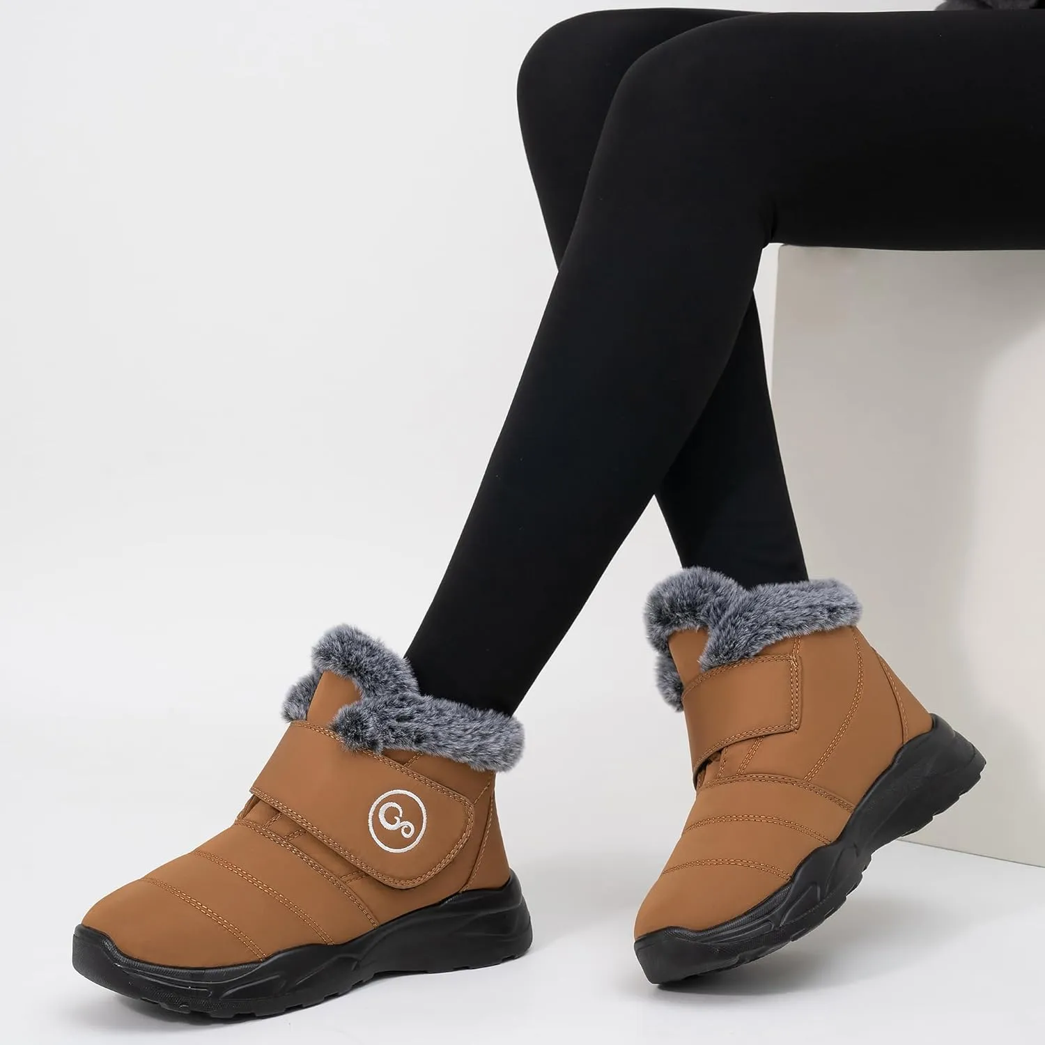 Winter Snow Boots for Women Waterproof: Fur Lined Warm Womens Boots Anti Slip Hook Loop Comfortable Booties Outdoor