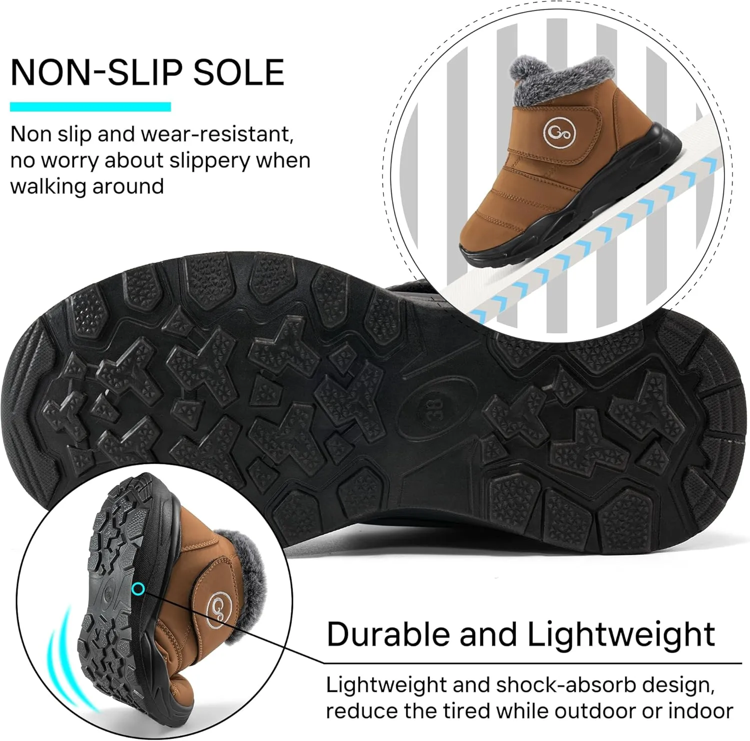 Winter Snow Boots for Women Waterproof: Fur Lined Warm Womens Boots Anti Slip Hook Loop Comfortable Booties Outdoor