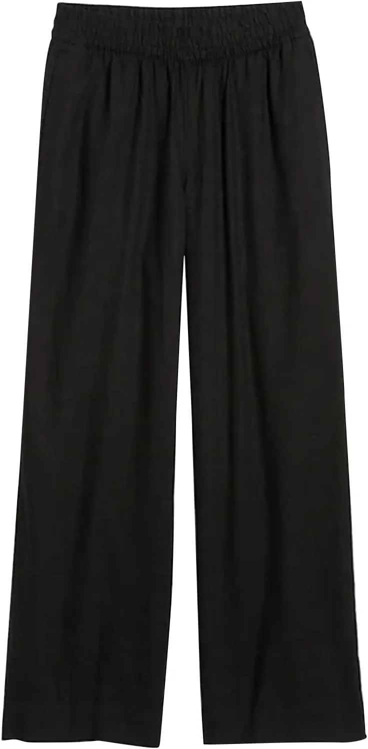 Women Wide Leg Pants High Waisted Cotton Linen Palazzo Lounge Pant Business Casual Paperbag Trousers with Pocket