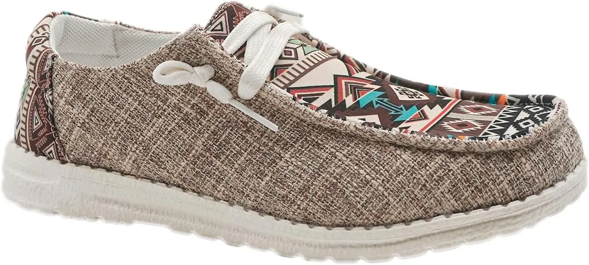 Women's Aztec Print Slip-On Loafers - Elastic Lace Comfort Shoes, Lightweight Foam Sole, Orthotic Support for Daily Wear, Trendy Casual Sneakers (US 6-11)