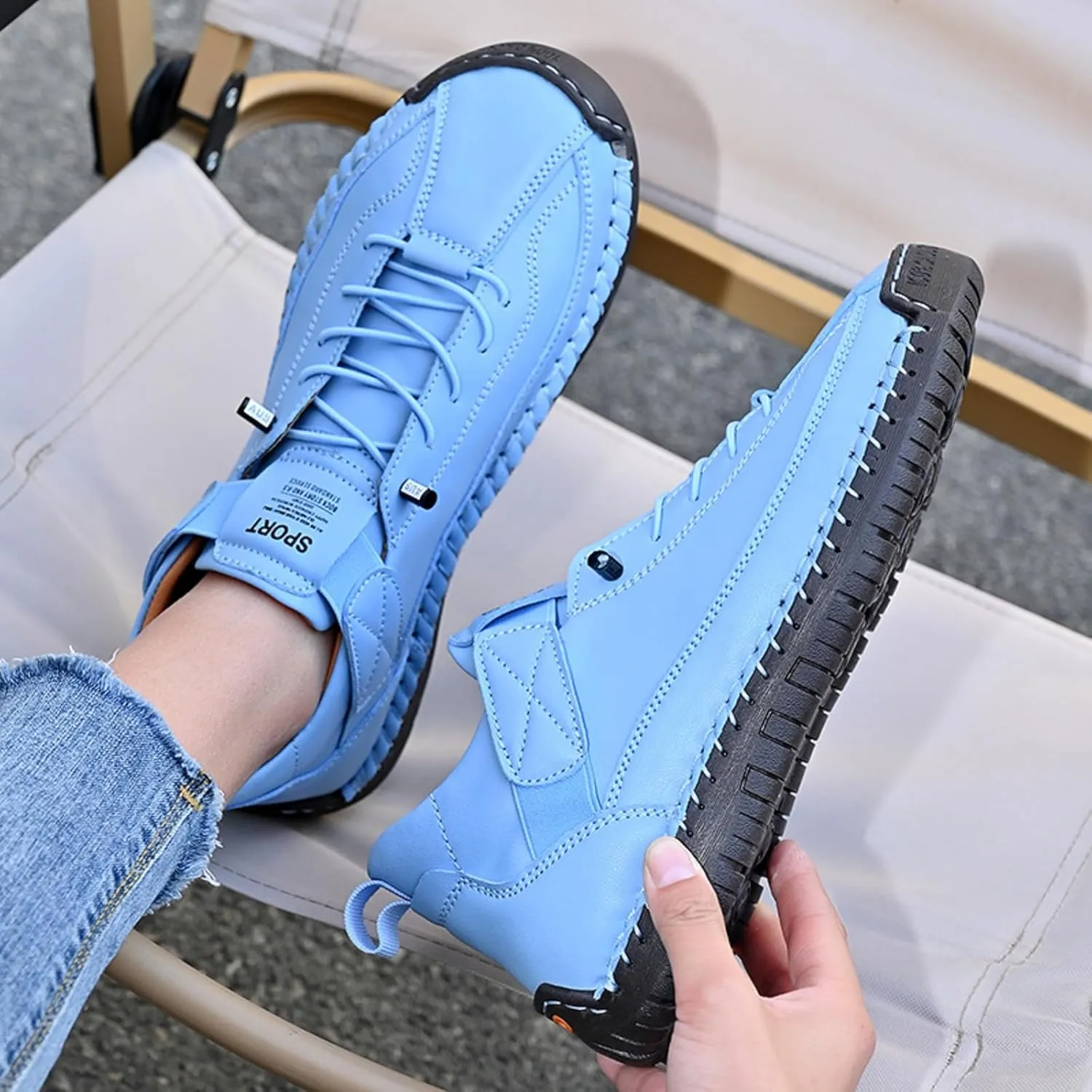 Womens Casual Shoes Ankle Chukka Boots Slip On Breathable Loafers Handmade Fashion Sneakers Mid top Walking Driving Flats Shoes