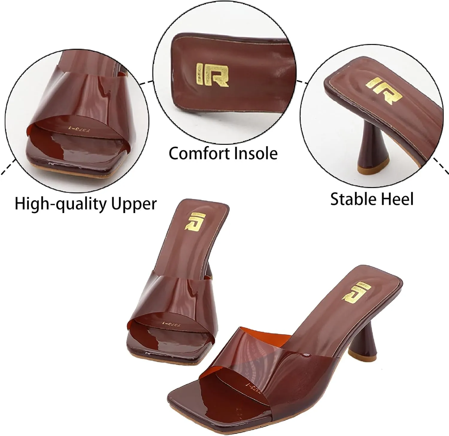 Women's Clear Strap Square Toe Stilettos Sandals Slip-on Sexy Jelly Color Comfortable Open Toe High Heels Mules for Summer Party Prom Date Dress Slides