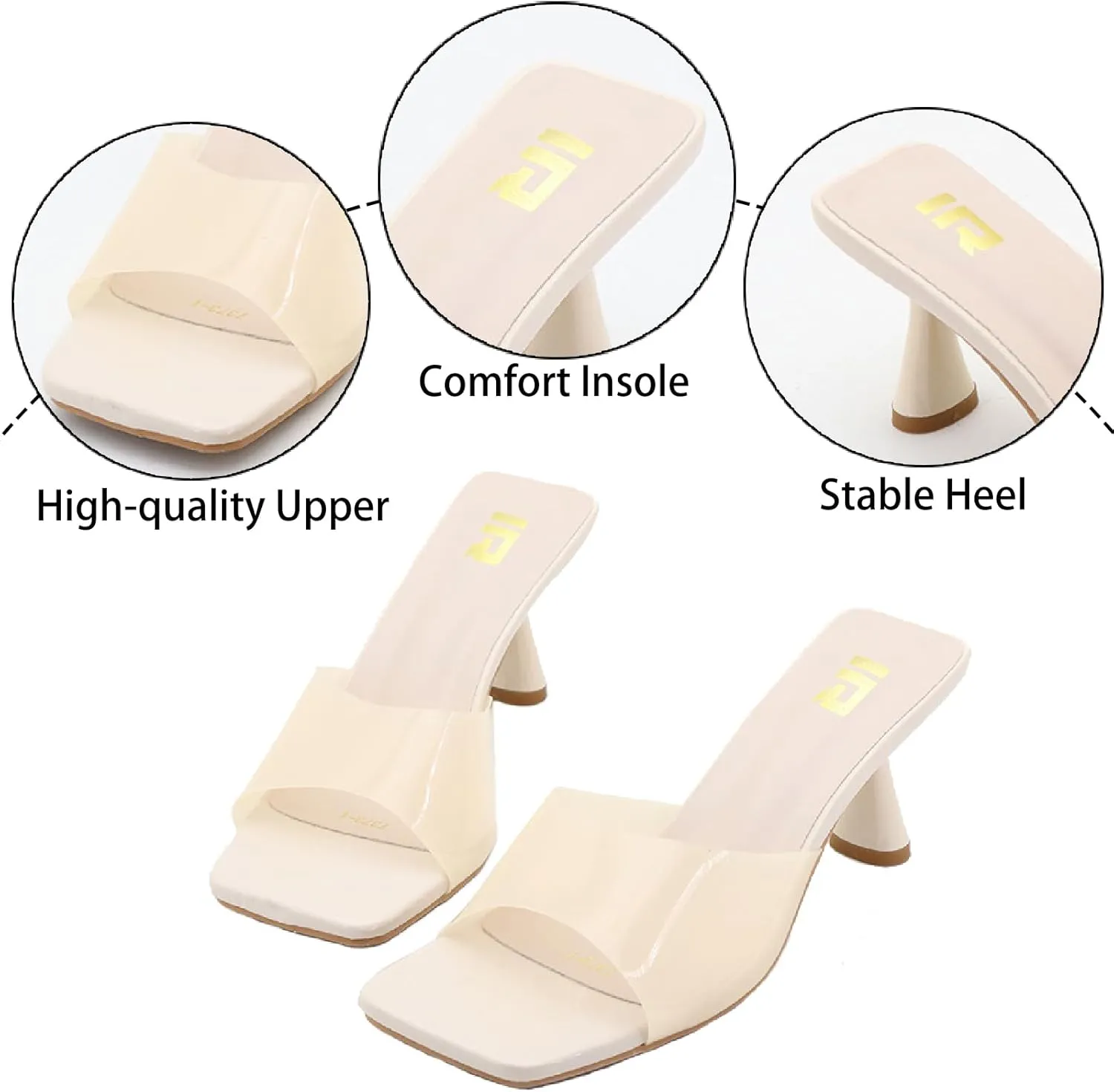 Women's Clear Strap Square Toe Stilettos Sandals Slip-on Sexy Jelly Color Comfortable Open Toe High Heels Mules for Summer Party Prom Date Dress Slides