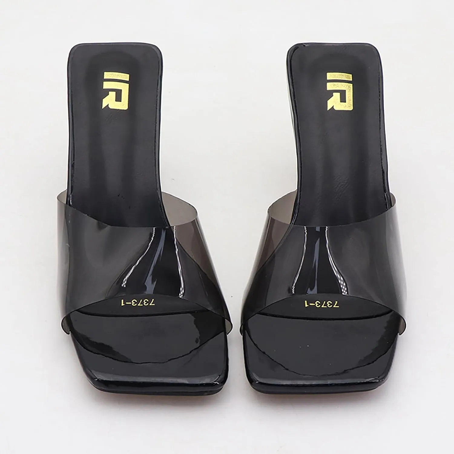 Women's Clear Strap Square Toe Stilettos Sandals Slip-on Sexy Jelly Color Comfortable Open Toe High Heels Mules for Summer Party Prom Date Dress Slides