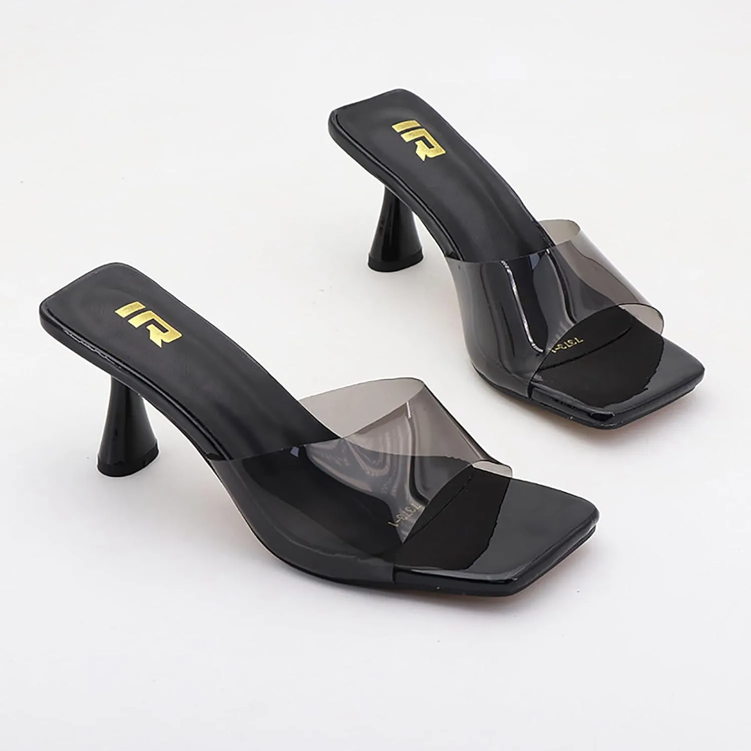 Women's Clear Strap Square Toe Stilettos Sandals Slip-on Sexy Jelly Color Comfortable Open Toe High Heels Mules for Summer Party Prom Date Dress Slides