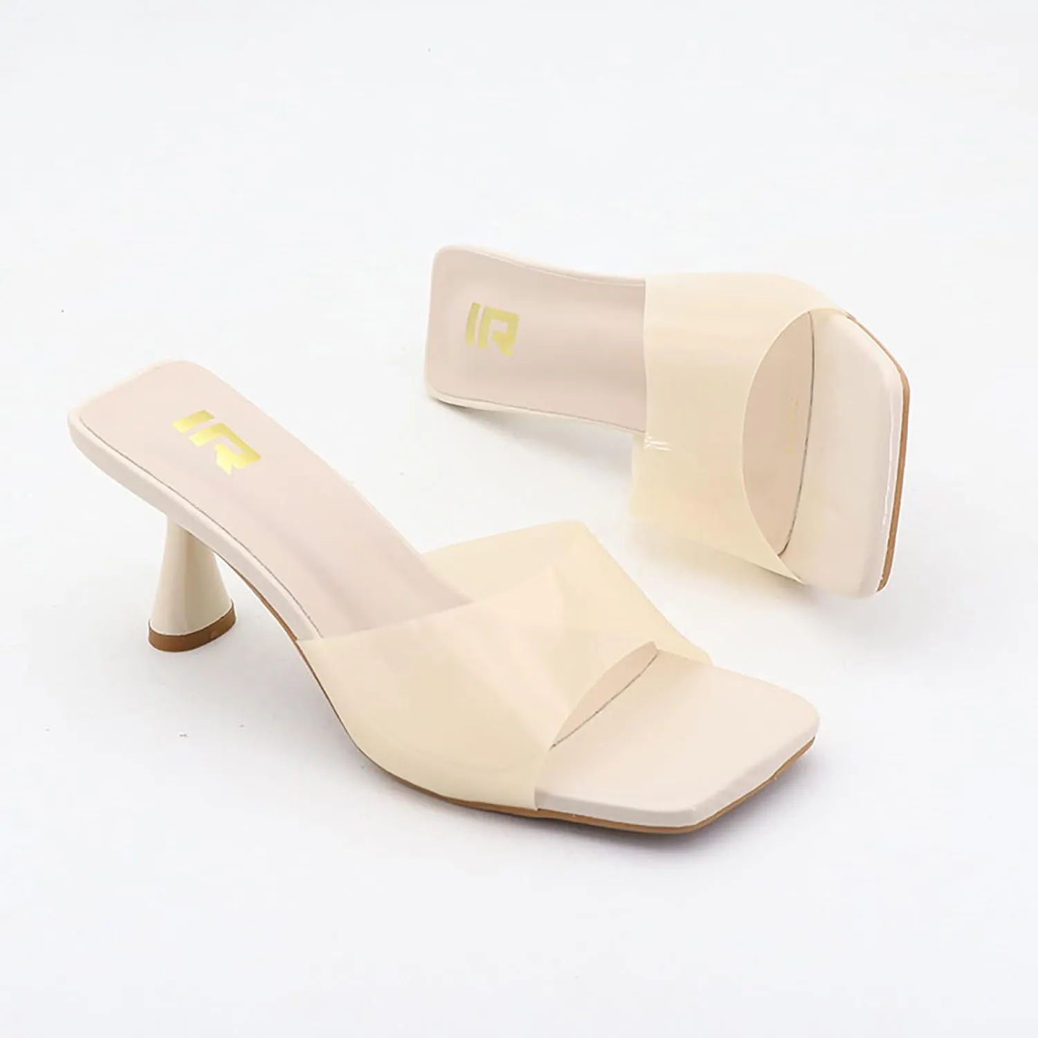Women's Clear Strap Square Toe Stilettos Sandals Slip-on Sexy Jelly Color Comfortable Open Toe High Heels Mules for Summer Party Prom Date Dress Slides