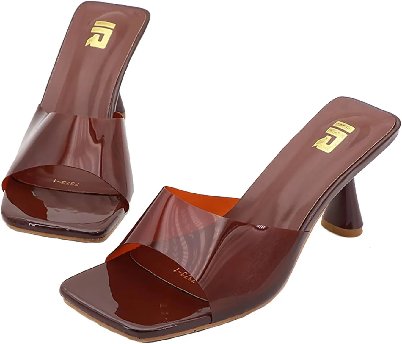 Women's Clear Strap Square Toe Stilettos Sandals Slip-on Sexy Jelly Color Comfortable Open Toe High Heels Mules for Summer Party Prom Date Dress Slides