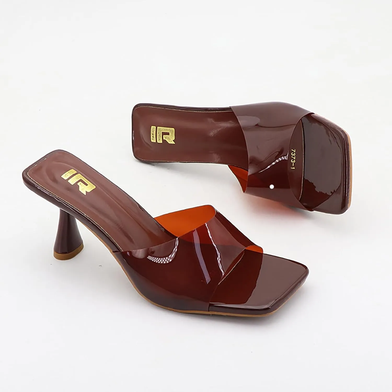 Women's Clear Strap Square Toe Stilettos Sandals Slip-on Sexy Jelly Color Comfortable Open Toe High Heels Mules for Summer Party Prom Date Dress Slides