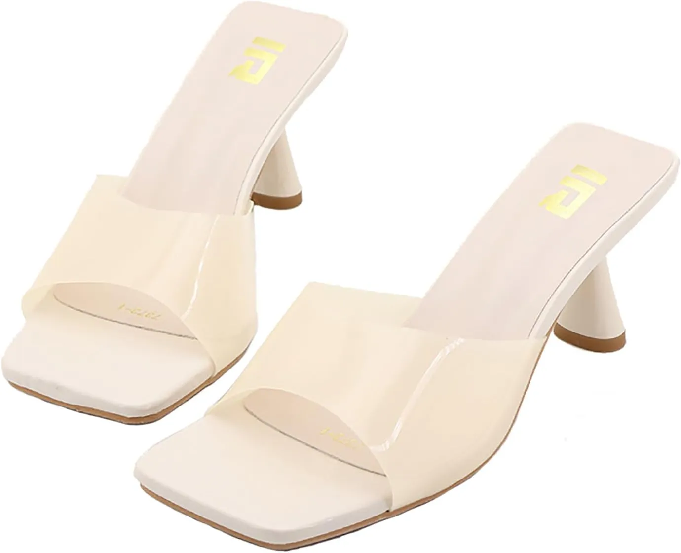 Women's Clear Strap Square Toe Stilettos Sandals Slip-on Sexy Jelly Color Comfortable Open Toe High Heels Mules for Summer Party Prom Date Dress Slides