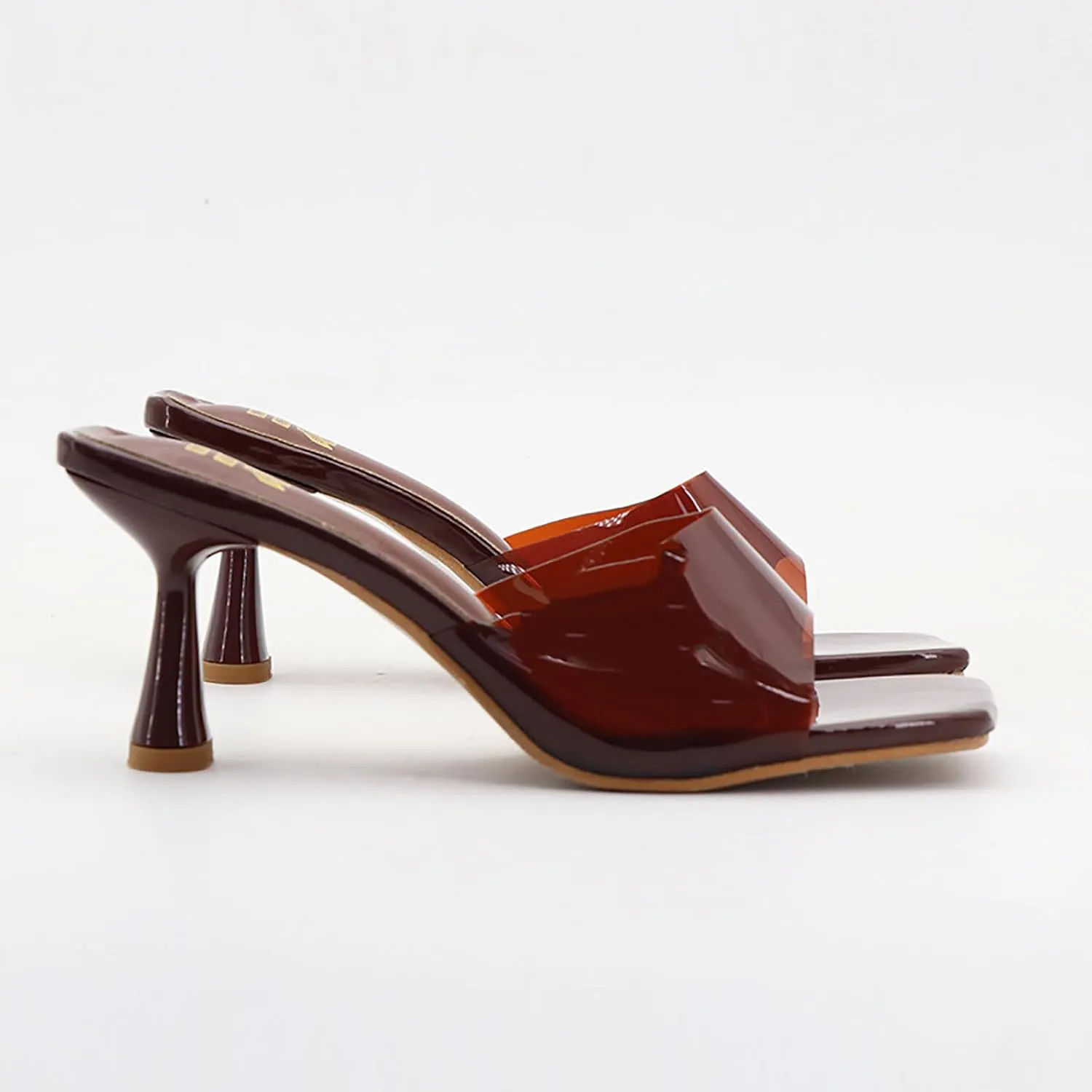 Women's Clear Strap Square Toe Stilettos Sandals Slip-on Sexy Jelly Color Comfortable Open Toe High Heels Mules for Summer Party Prom Date Dress Slides