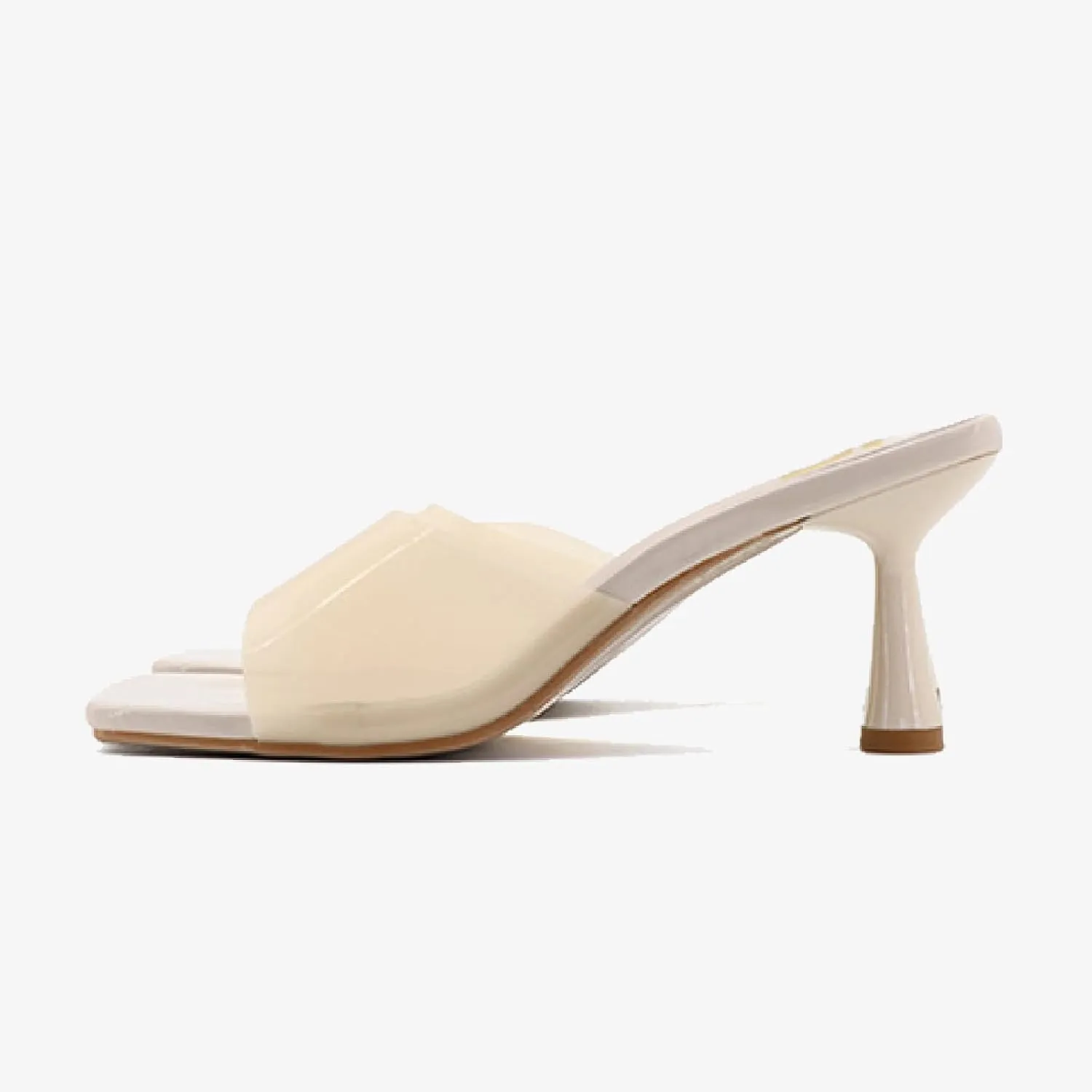 Women's Clear Strap Square Toe Stilettos Sandals Slip-on Sexy Jelly Color Comfortable Open Toe High Heels Mules for Summer Party Prom Date Dress Slides