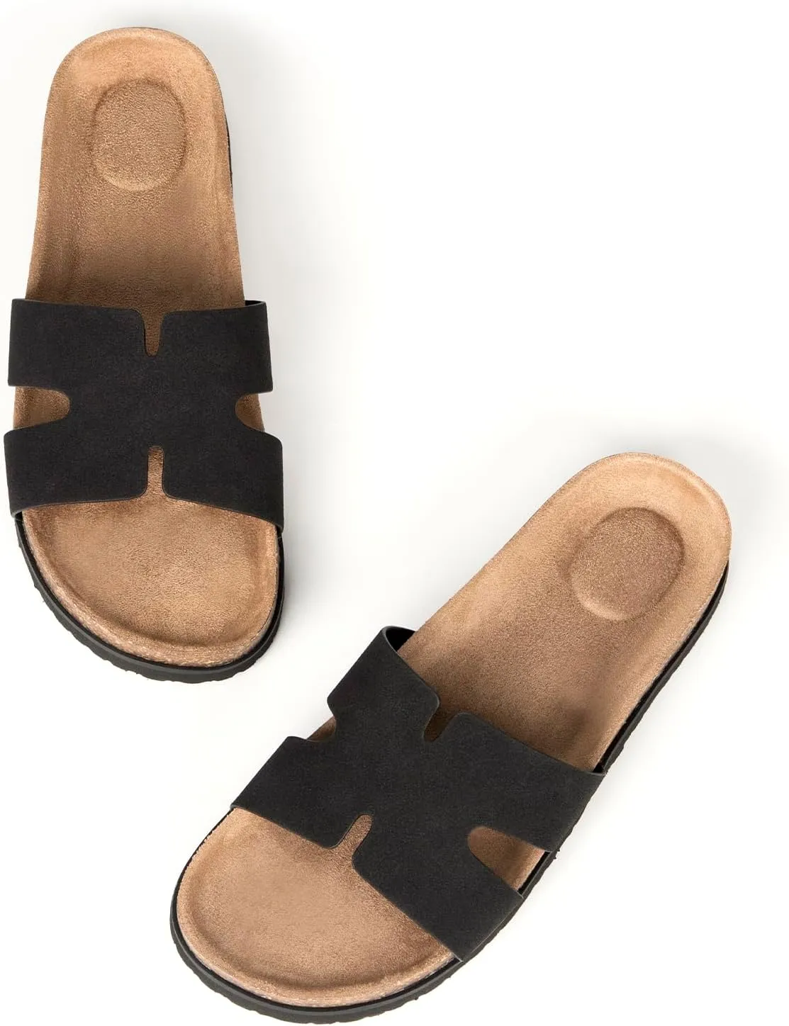 Women's Cork Footbed Slide Sandals with Arch Support,Comfortable Summer Flat Sandals for Women,Memory Foam Outdoor Slippers