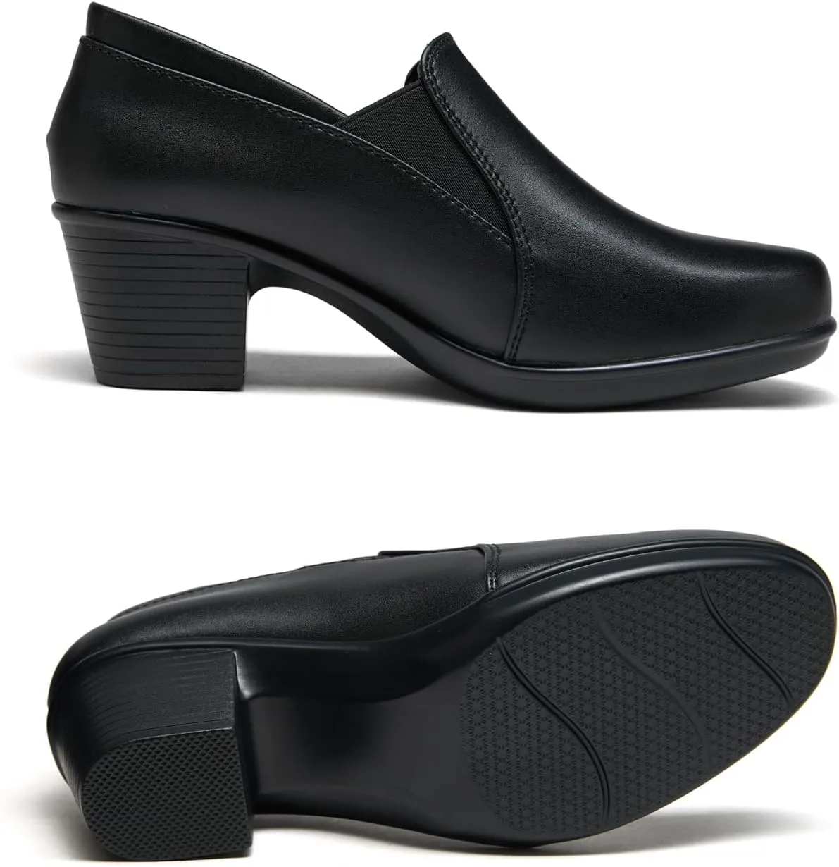 Women's Dress Shoes 2024 - Low, Comfortable Heeled Loafers with Chunky Block for Work, Casual and Office Business. Slip-on Pumps