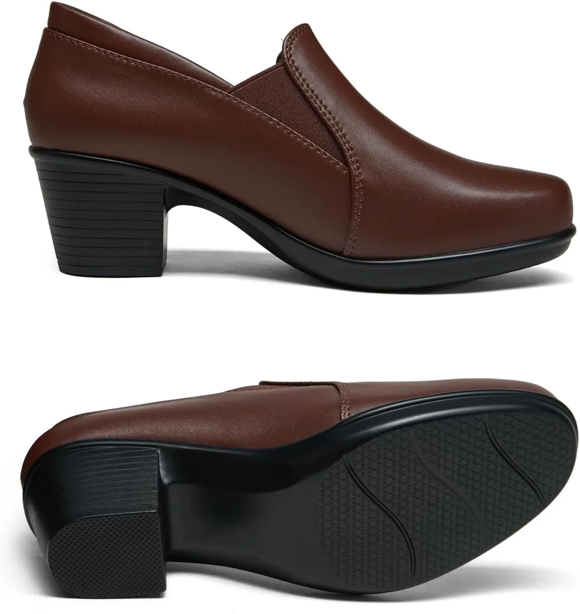 Women's Dress Shoes 2024 - Low, Comfortable Heeled Loafers with Chunky Block for Work, Casual and Office Business. Slip-on Pumps