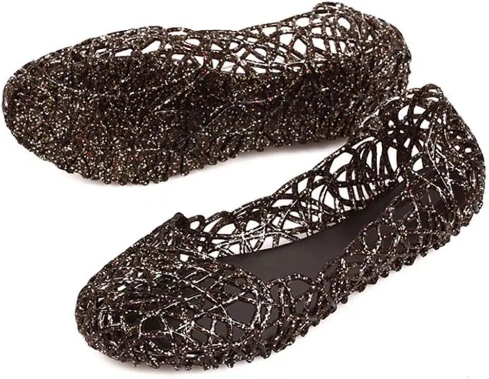 Women's Jelly Sandals Ballet Shoes Slip On Flats Hollow Out Loafers